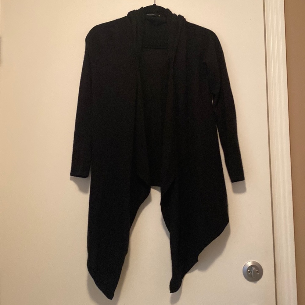 Magaschoni Cashmere black hooded cardigan sweater